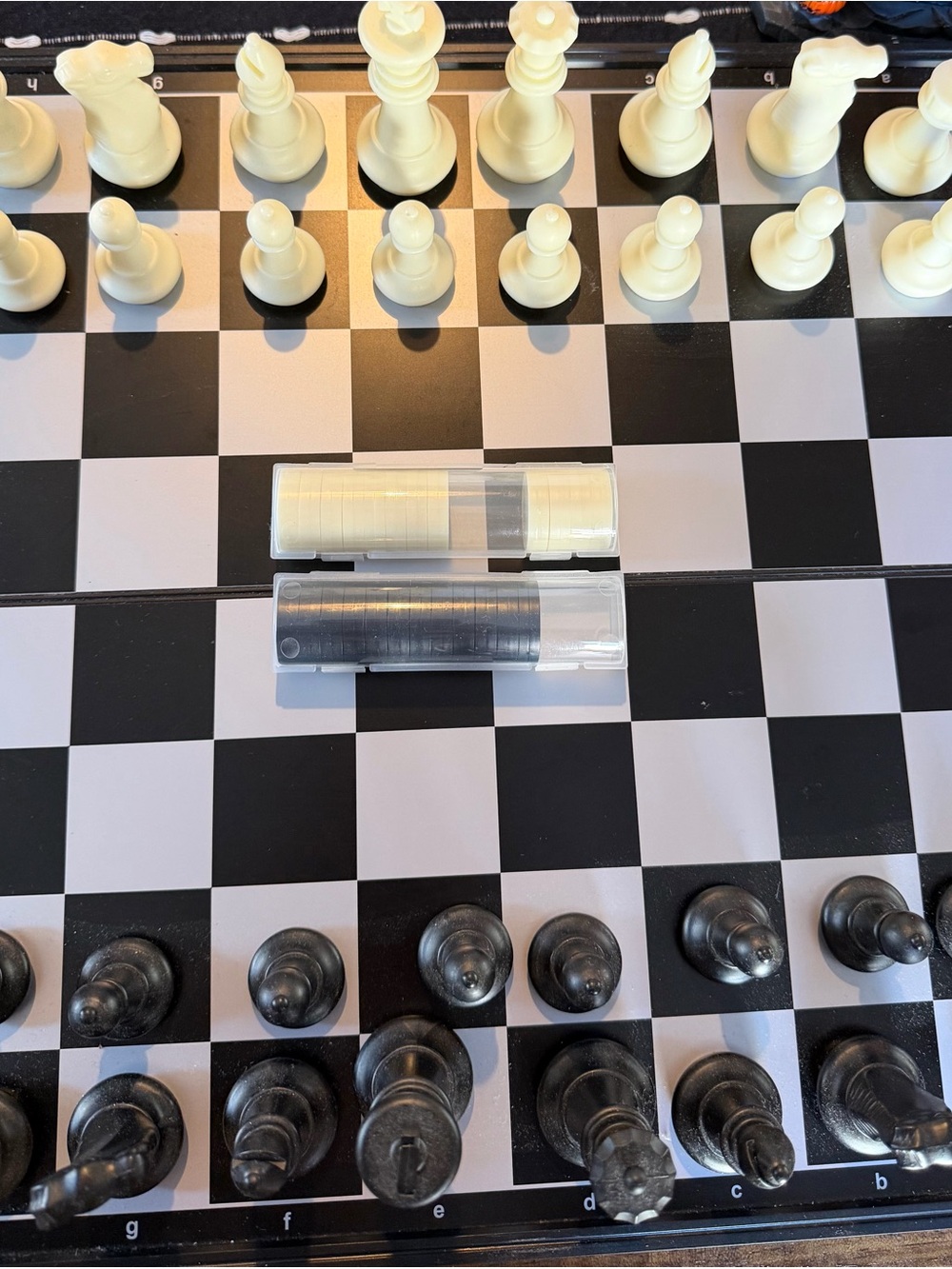 Classic Chess Piece Set with checkers pieces. Magnetic. Foldable.